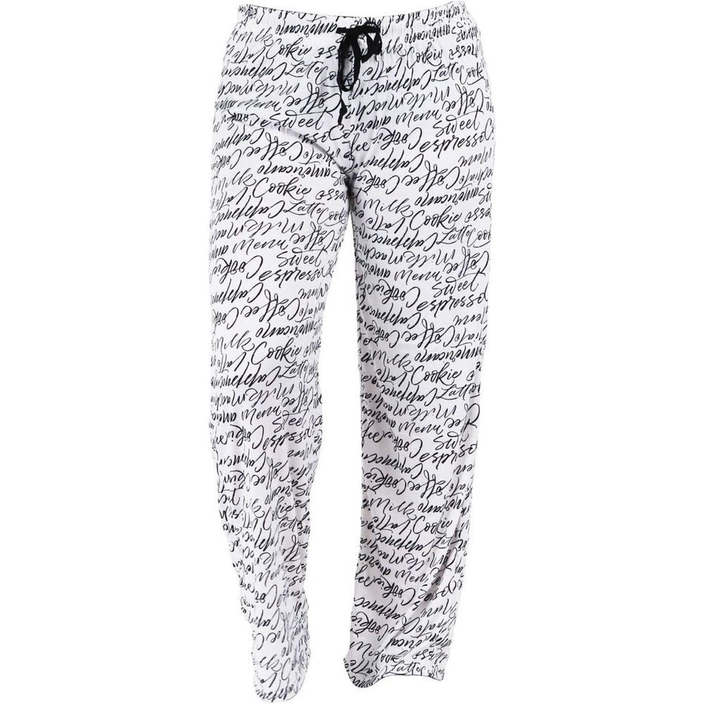 Hello Mello Total Bliss Lounge Pants No Drawstring M/L Breakfast Coffee Script